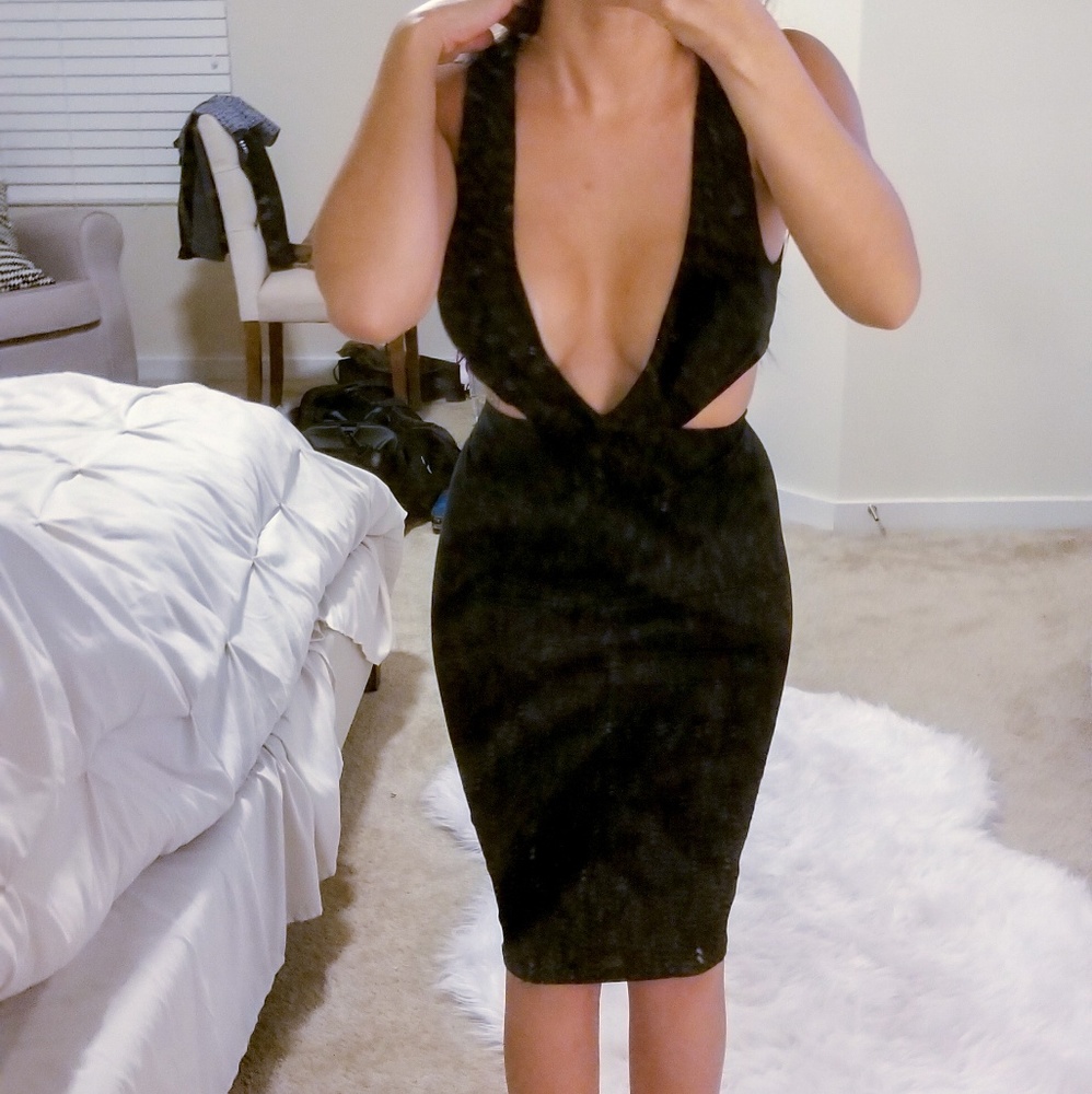 Sexy black midi dress
